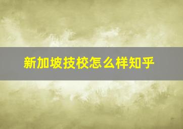 新加坡技校怎么样知乎