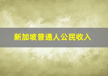 新加坡普通人公民收入