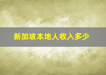 新加坡本地人收入多少