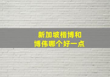 新加坡楷博和博伟哪个好一点