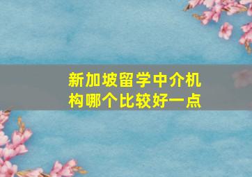 新加坡留学中介机构哪个比较好一点