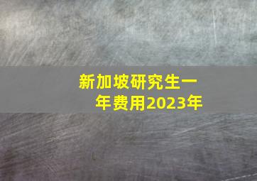 新加坡研究生一年费用2023年