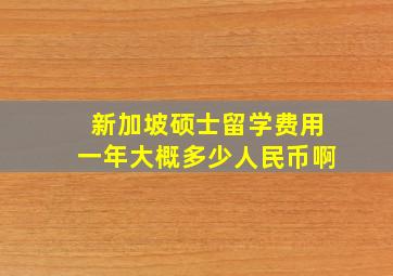 新加坡硕士留学费用一年大概多少人民币啊