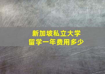 新加坡私立大学留学一年费用多少