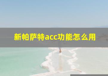 新帕萨特acc功能怎么用