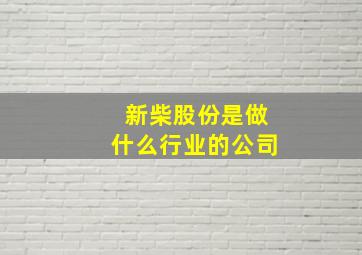 新柴股份是做什么行业的公司