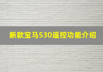 新款宝马530遥控功能介绍