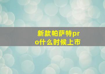 新款帕萨特pro什么时候上市