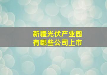 新疆光伏产业园有哪些公司上市