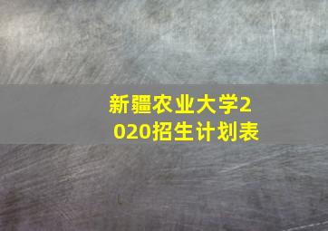 新疆农业大学2020招生计划表