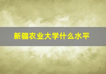 新疆农业大学什么水平