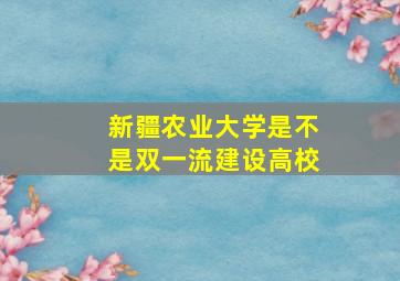 新疆农业大学是不是双一流建设高校