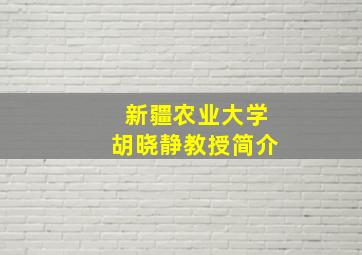 新疆农业大学胡晓静教授简介