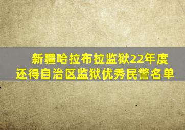 新疆哈拉布拉监狱22年度还得自治区监狱优秀民警名单