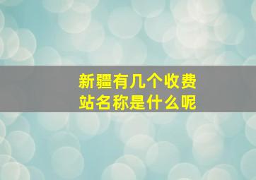 新疆有几个收费站名称是什么呢