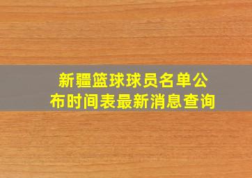 新疆篮球球员名单公布时间表最新消息查询