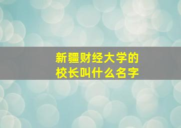 新疆财经大学的校长叫什么名字