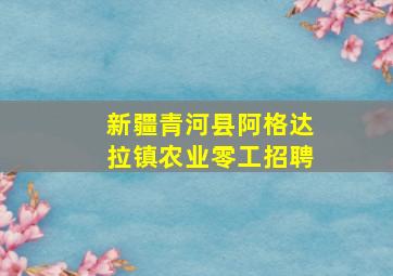 新疆青河县阿格达拉镇农业零工招聘