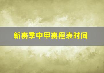 新赛季中甲赛程表时间