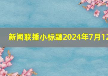 新闻联播小标题2024年7月12