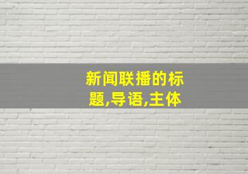 新闻联播的标题,导语,主体