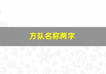 方队名称两字