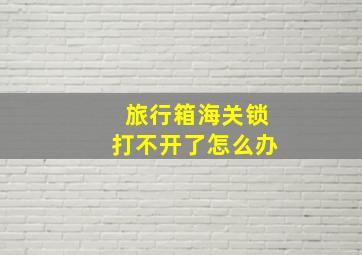 旅行箱海关锁打不开了怎么办