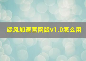 旋风加速官网版v1.0怎么用