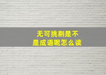 无可挑剔是不是成语呢怎么读