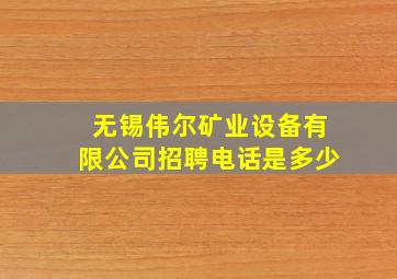 无锡伟尔矿业设备有限公司招聘电话是多少