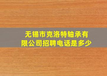 无锡市克洛特轴承有限公司招聘电话是多少