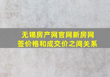 无锡房产网官网新房网签价格和成交价之间关系