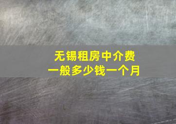 无锡租房中介费一般多少钱一个月