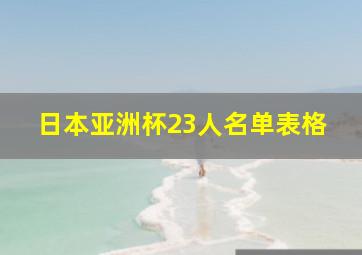 日本亚洲杯23人名单表格