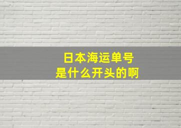 日本海运单号是什么开头的啊