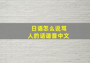 日语怎么说骂人的话谐音中文