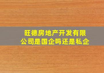 旺德房地产开发有限公司是国企吗还是私企