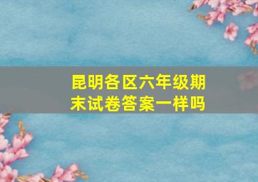 昆明各区六年级期末试卷答案一样吗