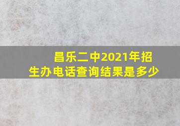 昌乐二中2021年招生办电话查询结果是多少