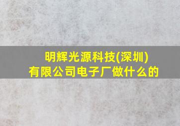 明辉光源科技(深圳)有限公司电子厂做什么的