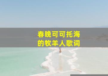 春晚可可托海的牧羊人歌词