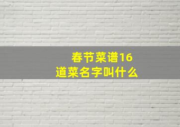 春节菜谱16道菜名字叫什么