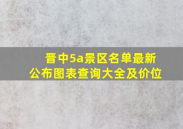 晋中5a景区名单最新公布图表查询大全及价位