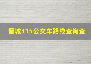 晋城315公交车路线查询查