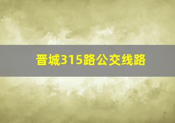 晋城315路公交线路