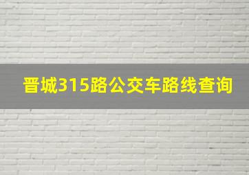 晋城315路公交车路线查询