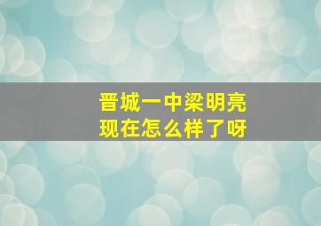 晋城一中梁明亮现在怎么样了呀