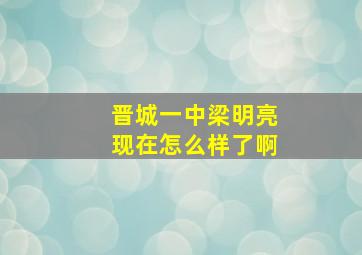 晋城一中梁明亮现在怎么样了啊