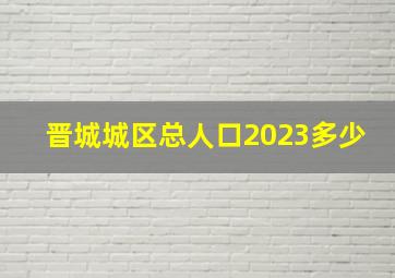 晋城城区总人口2023多少