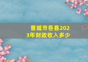 晋城市各县2023年财政收入多少